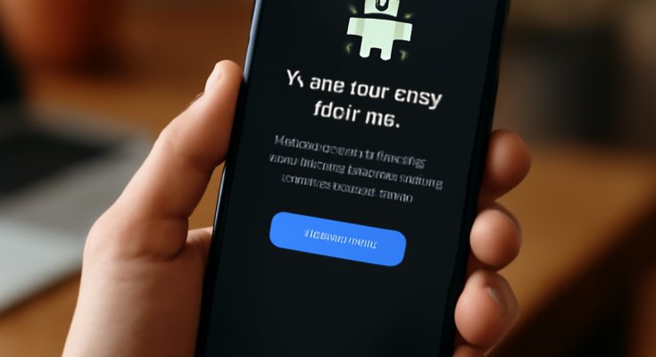 Symbolbild eines Android-Smartphones mit Update-Hinweis, das auf ein wichtiges Sicherheitsupdate im Dezember 2025 hinweist, mit dem Google kritische Sicherheitslücken im System und in Pixel-Geräten schließt.