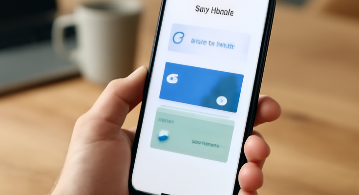 Smartphone mit geöffneter Google-Wallet-App, in der eine moderne Karten- und Ticketansicht zu sehen ist; im Vordergrund ein hervorgehobener Hinweis auf ein Update, im Hintergrund angedeutet eine ausgeblendete oder verschwindende Listenübersicht, um den Wegfall der bisherigen Wallet-Liste zu symbolisieren.