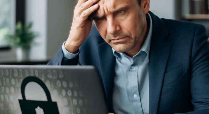 Alt-Text: Symbolbild eines mittelständischen Unternehmensnetzwerks in Brandenburg mit abstrahierten Servern, Computern und Warnsymbolen für Sicherheitslücken, das die unzureichende Vorbereitung vieler Firmen auf Cyberangriffe und die wachsende digitale Bedrohungslage verdeutlicht.