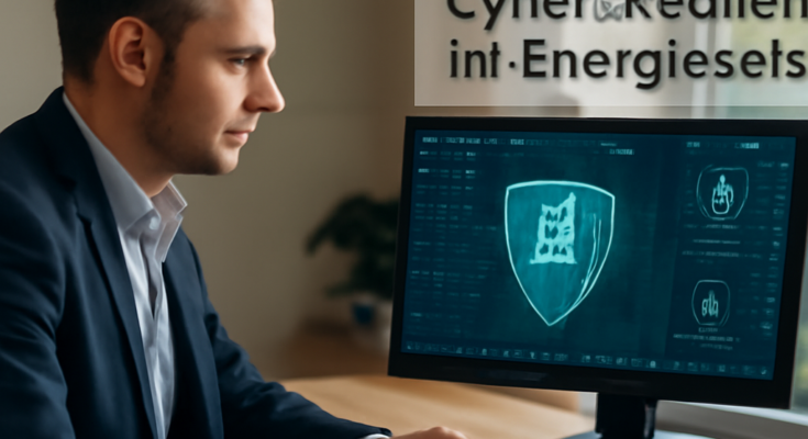 Alt-Text: „Netzleitzentrale eines Energieversorgers mit SCADA-Monitoren und Sicherheitswarnung, Symbolbild für IT-Sicherheit, NIS2-Compliance und Cyber-Resilienz in KRITIS.“