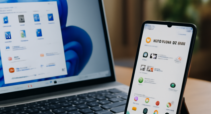 Alt-Text: „Windows-11-Startmenü mit hervorgehobenen Kacheln für Microsoft-Dienste, die zwischen regulären App-Symbolen als Werbung beziehungsweise Empfehlungen eingeblendet werden.“