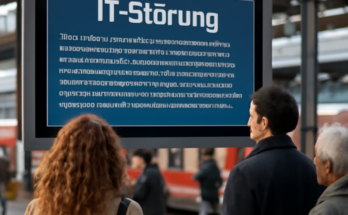 Alt-Text: „IT-Störung bei der Deutschen Bahn: Fahrplanauskunft und digitale Anzeigen teils ausgefallen, Ursache unklar – möglicher Cyberangriff.“