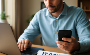 Grafik mit Schloss und Smartphone, Symbolen für Passwortmanager, Zwei-Faktor-Authentifizierung, Updates und App-Berechtigungen zum Schutz persönlicher Daten vor Datenlecks.