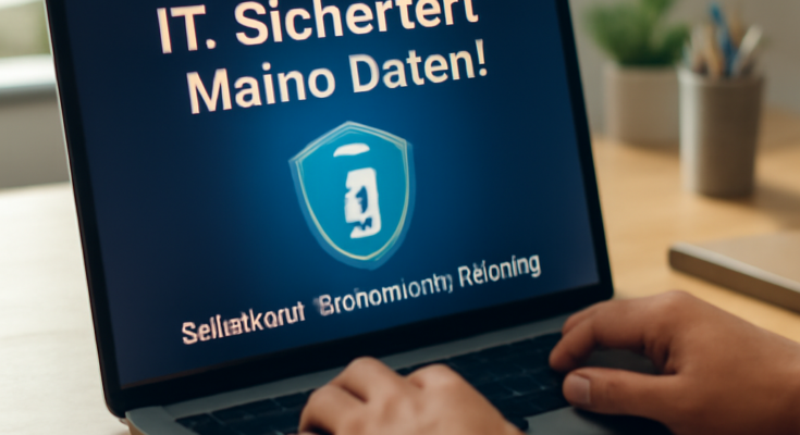 Symbolbild IT-Sicherheit: Schloss und digitale Daten, Fokus auf Schutz persönlicher Informationen vor Phishing, Datenlecks und unsicheren Passwörtern.