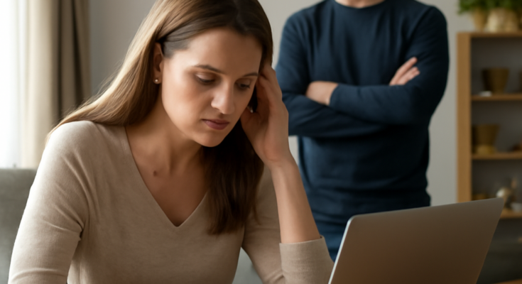 Alt-Text: Symbolbild IT-Sicherheit zu Hause: Smartphone und Laptop mit Sicherheits-Symbolen, Hinweis auf Risiken nach Trennung – Ex-Partner als häufiger Angreifer durch geteilte Konten, aktive Logins und Smart-Home-Zugriffe.