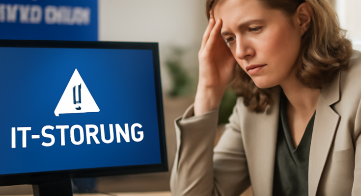 Symbolbild: Hinweis auf IT-Störung – Ausfälle im Behördennetz betreffen nun auch die Stadtverwaltung Kaufbeuren, Online-Dienste und E-Mail-Kommunikation teils eingeschränkt.