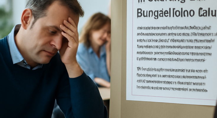 Symbolbild: Bürgerbüro im Märkischen Kreis mit Hinweis „IT-Störung“ am Schalter, eingeschränkter Service und längere Wartezeiten durch Systemausfall.