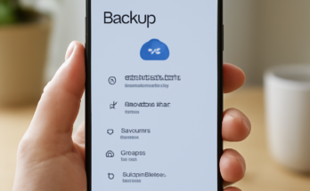 Alt-Text: „Android-Smartphone mit Google-Backup-Symbol: neues Update verbessert Cloud-Datensicherung, Transparenz und Wiederherstellung nach Gerätewechsel oder Reset.“