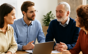 Teilnehmende beim IT-Sicherheits-Stammtisch im Austausch über Phishing, Ransomware und Best Practices wie MFA, Updates und Backups.