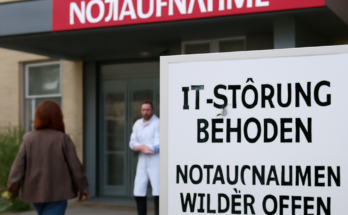 Alt-Text: „Berliner Universitätsklinikum Charité: IT-Störung behoben, Notaufnahmen wieder geöffnet, Klinikbetrieb läuft weitgehend regulär.“