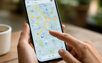 Google-Maps-App mit neuer, als „Müll“ kritisierter Einblendung: überladene Kartenansicht erschwert Übersicht und Orientierung.