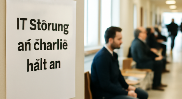 Patienten warten an der Berliner Charité wegen anhaltender IT-Störung; Termine können verschoben werden, Abläufe teils manuell und die Erreichbarkeit eingeschränkt.