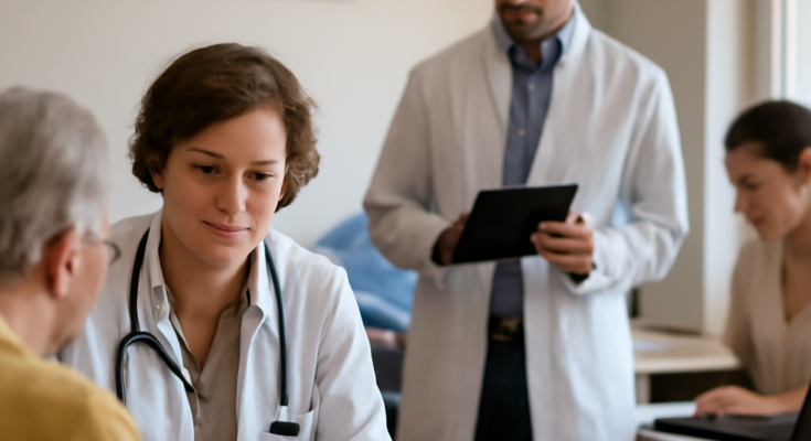 Mitarbeitende der Charité organisieren Patientenaufnahme und Abläufe während anhaltender IT-Störung, mit längeren Wartezeiten und möglichen Terminverschiebungen.