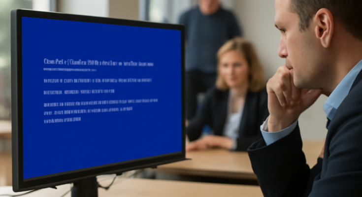 Alt-Text: **Symbolbild: Windows-Update sorgt für IT-Störung in der Stadtverwaltung Essen, digitale Verwaltungsprozesse und Online-Services zeitweise eingeschränkt.**
