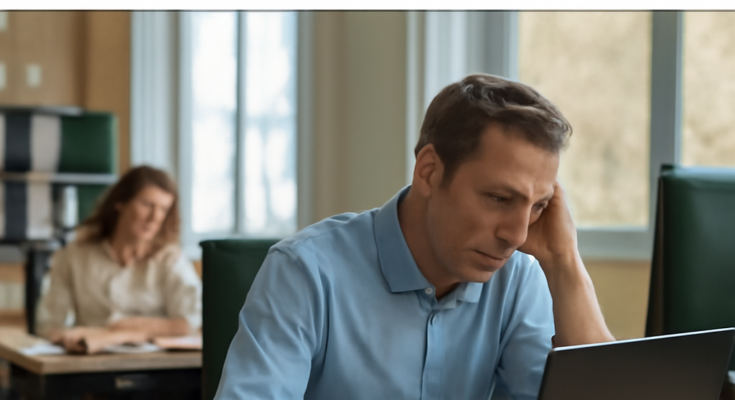 Symbolbild einer Kreisverwaltung: Hinweis „IT-Störung“ auf Bildschirm, Telefon und E-Mail ausgefallen, Bürger-Service im Rhein-Sieg-Kreis zeitweise nicht erreichbar.