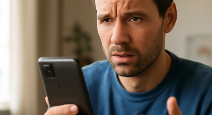 Google-Pixel-Smartphone mit Update-Symbol auf dem Bildschirm, Nutzer reagieren schmunzelnd auf einen bizarren Bug nach einem Pixel-Update.