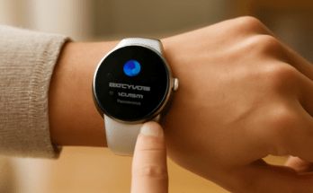 Pixel Watch am Handgelenk mit Wear-OS-Update: neues Feature für schnelleren Zugriff auf Benachrichtigungen und häufige Systemaktionen.