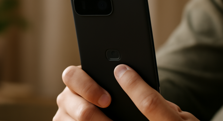 Google Pixel 9a mit Update: Entsperren per Fingerabdruck jetzt auch bei ausgeschaltetem Display.