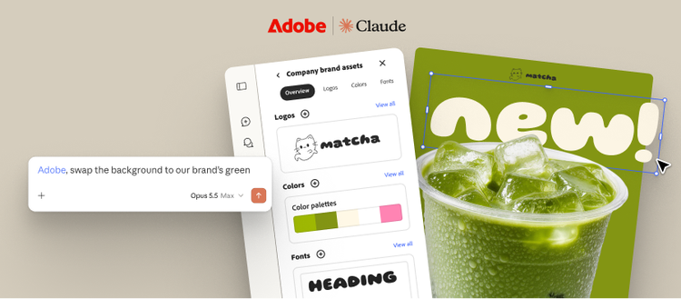 Offizielle Adobe-Grafik zum Bearbeiten von Express-Designs in Claude
