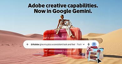 Offizielle Adobe-Grafik zur Integration kreativer Werkzeuge in Google Gemini
