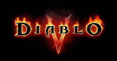 Offizielles Logo von Diablo V auf dunklem Hintergrund