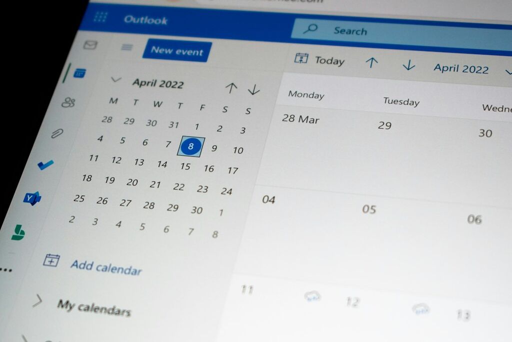 Kalender auf einem Computerbildschirm