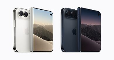 Apple iPhone Duo in Sternenweiß und Nachthimmel, jeweils von Vorder- und Rückseite