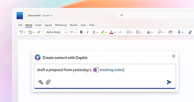 Microsoft Word Benutzeroberfläche mit Copilot-Funktion