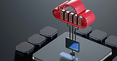 Abstrakte Darstellung vernetzter Cloud-Systeme