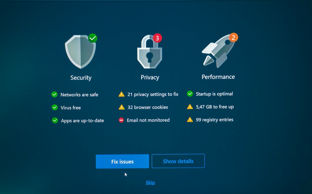 Darstellung von Sicherheits-, Datenschutz- und Leistungsstatus als Symbolbild für Windows-Reparaturen