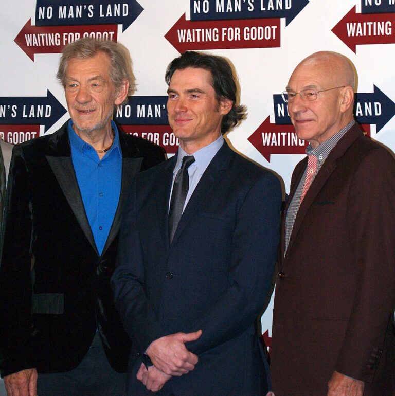 Ian McKellen, Billy Crudup und Patrick Stewart bei einer Theater-Presseveranstaltung 2013 in New York