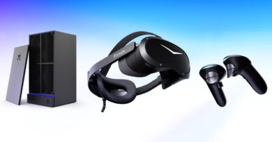 Pimax Crystal Pro mit Controllern und Spation Mini-PC